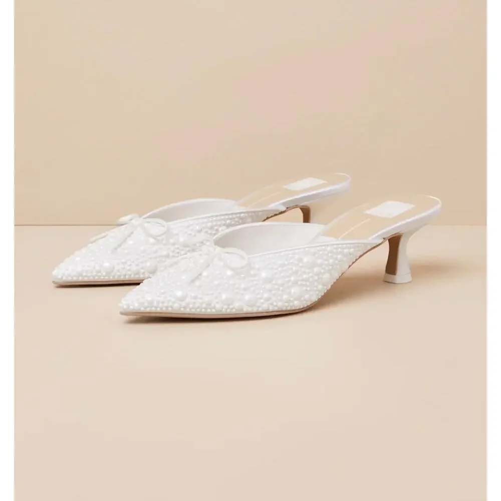 $140 Dolce vita Clayton True White Pearl Kitten Heels Pumps Size 7.5 Worn once